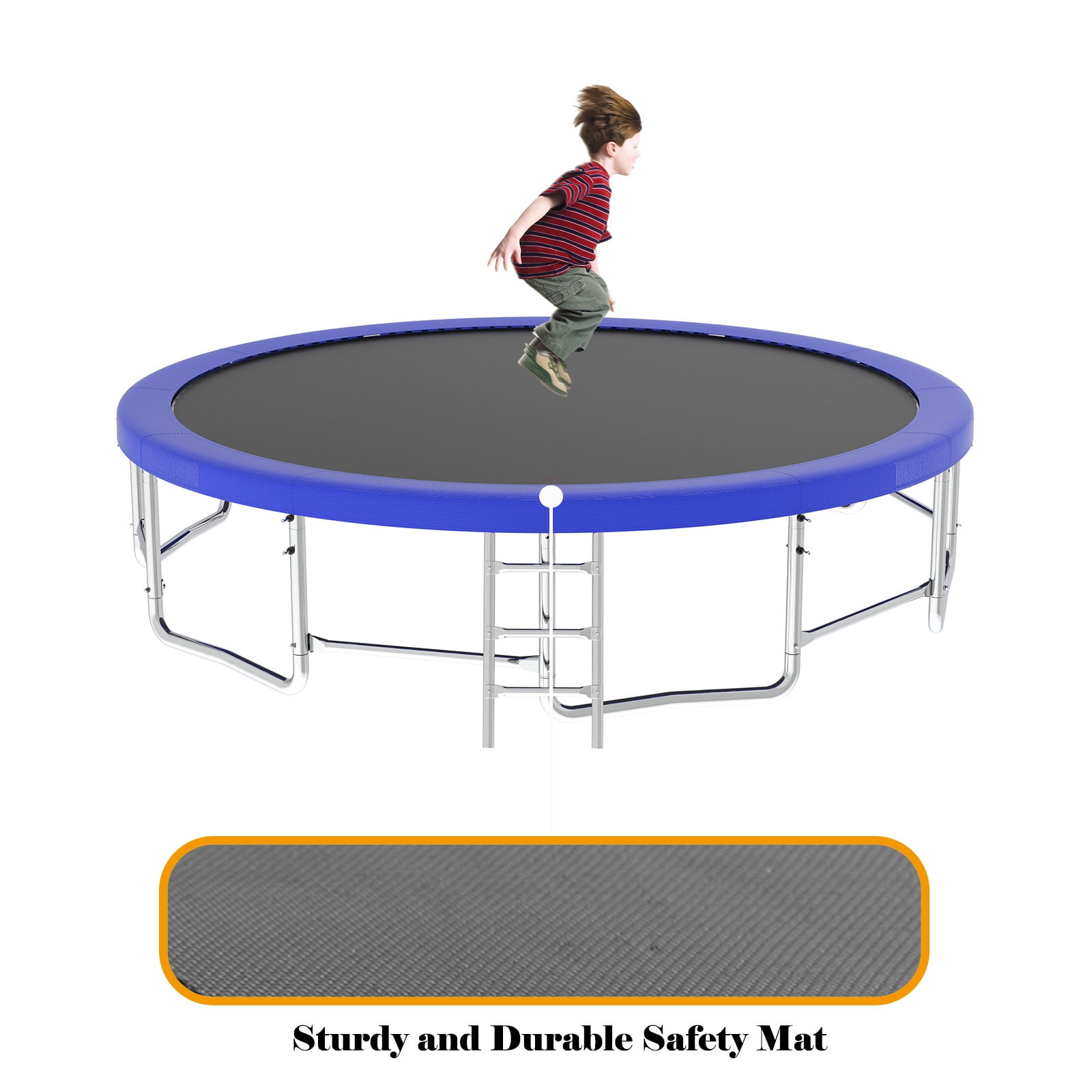 16FT Kids Trampoline with Hoop - Outdoor Trampoline W/Enclosure Net & Ladder, XXL Round Trampolines with Steel Support, Max Weight Capacity 1320LBS
