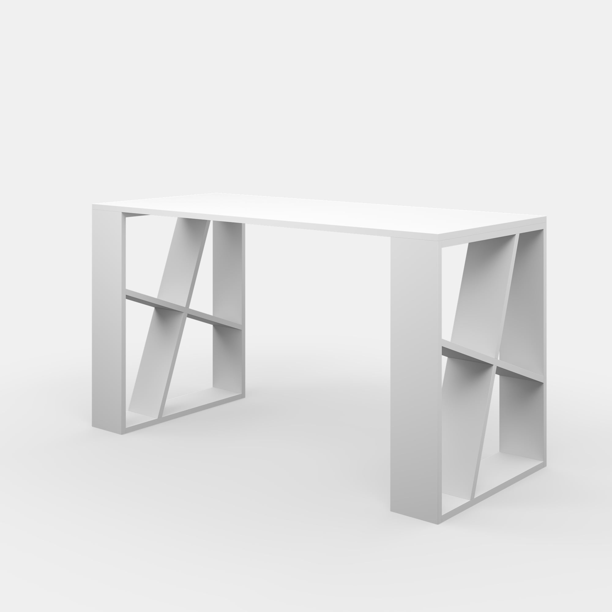 Ada Home Decor Minimalist Home Office Computer Desk Workstation with 2 Shelves 8-Cube Bookcase, White