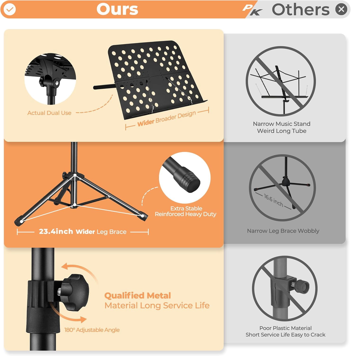Sheet Music Stand, Professional Portable Music Stand for Sheet Music with Violin Hanger, Folding Sheet Music Folder Music Instrument Stand with Carrying Bag