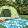 thumbnail image 5 of Findosom 6'x9' Outdoor Rug Patios Rug Waterproof RV Outdoor Rug Camping Rugs Reversible Plastic Straw Rug Large Outdoor Mat Outdoor Area Rug for Camping,Balcony Apartment,Patio,Picnic,Beach Teal, 5 of 11