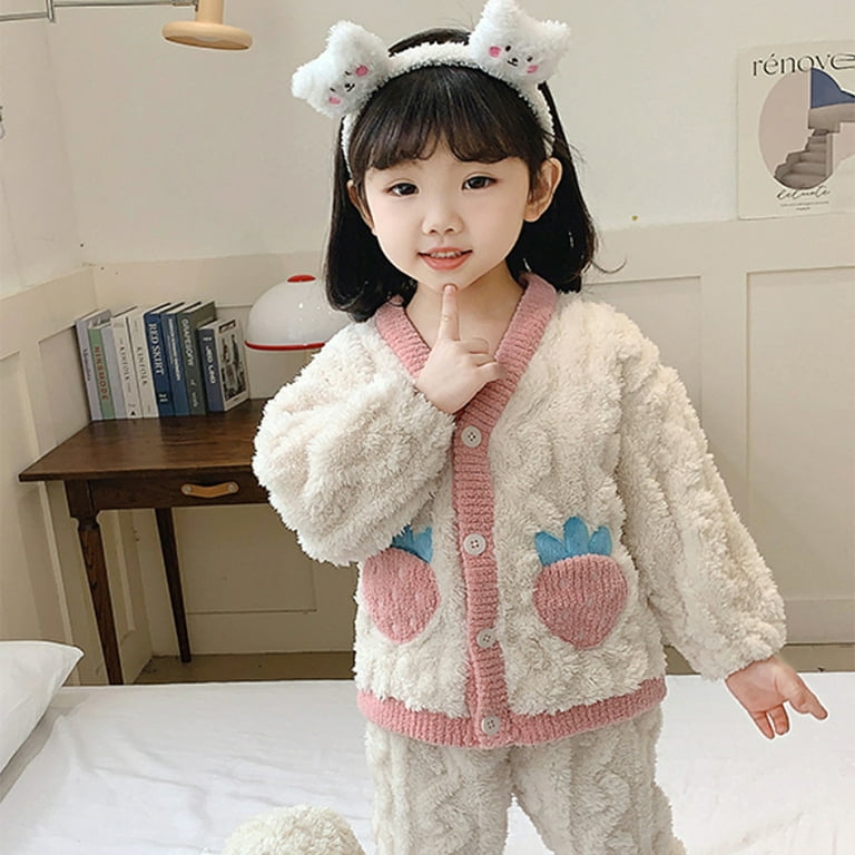 New 2024 Autumn Winter Kids Thicken Soft Flannel Pajamas Sets Baby Boys  Girls Cartoon O-neck Pullover Warm Sleeping Sets Pyjamas - AliExpress