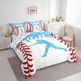 thumbnail image 2 of Erosebridal Light Blue Dripping Baseball Stitch & Batter Silhouette Graphic Twin Bedding Sets 7-Piece, Ball Gamer Bedding Comforter Set for Boys And Girls Kids,Microfiber Bedroom Decor, 2 of 6