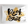 thumbnail image 1 of Classic Rock Pillow Sham, Rock Star Quote Calligraphy on Weathered Star Symbol Backdrop, Decorative Standard King Size Printed Pillowcase, 36 X 20 Inches, Sand Brown Black White, by Ambesonne, 1 of 2