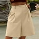 thumbnail image 3 of Bermudas Pantalones cortos casuales para mujer Traje diario con cintura elástica hasta la rodilla (Beige XXL) Cgtredaw Beige T XXL para Mujer, 3 of 6