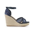 thumbnail image 3 of BLISSFUL STEP Women's Espadrille Wedge Heel Wedge Sandals Deep Blue 7, 3 of 7