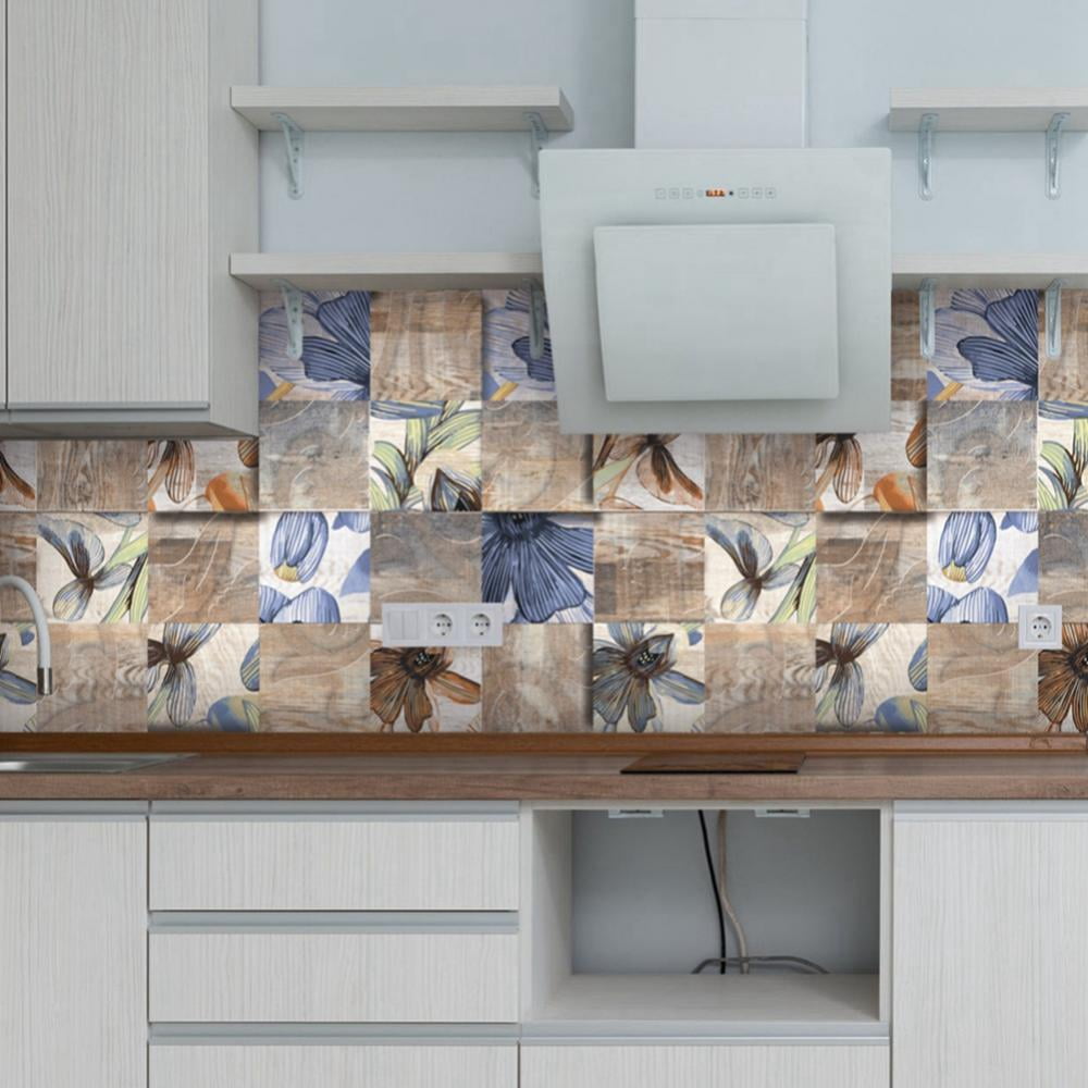 5.9"x5.9"24pcs Multicolor Heat Resistant Peel and Stick Tile Splashback,Premium Backsplash Peel and Stick Tile for Kitchen Bathroom Stick Subway Tiles