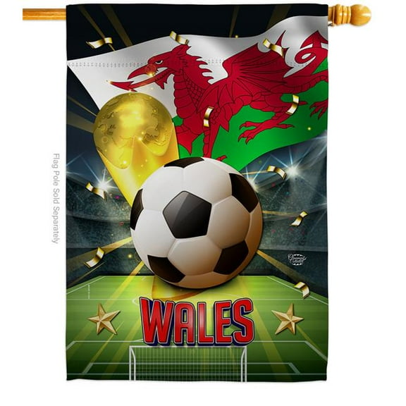 Ornament Collection H190148-BO 28 x 40 in. World Cup Wales Sports Soccer Double-Sided Vertical Decoration Banner House & Garden Flag - Yard Gift