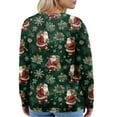 thumbnail image 4 of Wutalume Women's Fashion Long Sleeve Christmas Snowman Snowflake Print Jacket Cardigan, Festive Holiday Wear with Cozy Knit Design for Seasonal Comfort,Dark Green M, 4 of 5