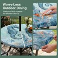 thumbnail image 5 of Round Outdoor Tablecloth with Umbrella Hole and Zipper, Coastal Seahorse Blue Tablecloth with Elastic Waterproof, Summer Beach Nautical Coral Starfish Patio Table Covers for 36" - 44" Pool Tables, 5 of 9