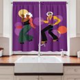 thumbnail image 2 of Ambesonne 70's Kitchen Curtains, Dancing Lady and Guy Retro Art, 55"x36", Purple and Hunter Green, 2 of 3
