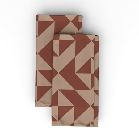 

Linen Cotton Canvas Dinner Napkins (Set of 2) - Dark Rust Red Geometric Abstract Rustic Southwestern Blush Triangle Print Cloth Dinner Napkins by Spoonflower