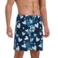 thumbnail image 2 of Honeii Ice Blue Heart Print Men's Pajama Sleepwear Shorts - a comfy pajama bottom and lounge short for Relaxed Home Wear-4X-Large, 2 of 6