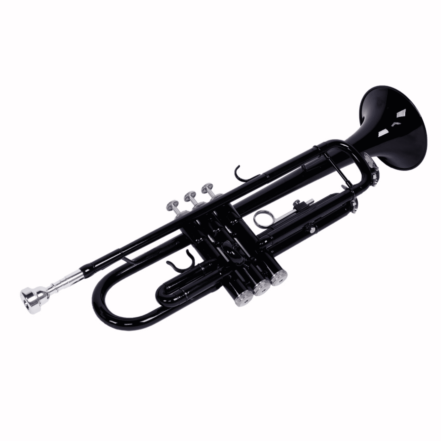 Hassch Drop B Brass Trumpet Set with Case, Mouthpiece & Gloves, Black