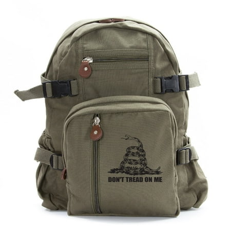 Don't Tread On Me Rattlesnake Army Sport Heavyweight Canvas Backpack (Best Snowboard Gear Bag)