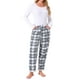 thumbnail image 2 of Pantalones de pijama de felpa suave y esponjosa para mujer Inspire Chic, con cuadros, cálidos para invierno, con bolsillos, color gris, 2 of 6