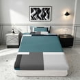 thumbnail image 4 of Manfei Abstract Geometric Twin Sheets, Teal Gray Black WhiteSquare Bedding, Black Reversible 3pcs1 Flat Sheet + 1 Fitted Sheet + 1 Pillowcase, 4 of 6