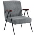 thumbnail image 1 of HOMCOM Modern Accent Chair with Wood Arms and Steel Frame for Bedroom, 1 of 10