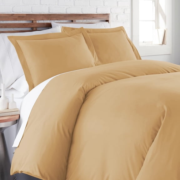 Southshore Fine Linens Duvet Cover Set, Full/Queen Size Duvet Cover with 2 Pillow Shams, Hidden Zipper Closure, Corner Ties, Wrinkle Free, Fade Resistant, Warm Sand