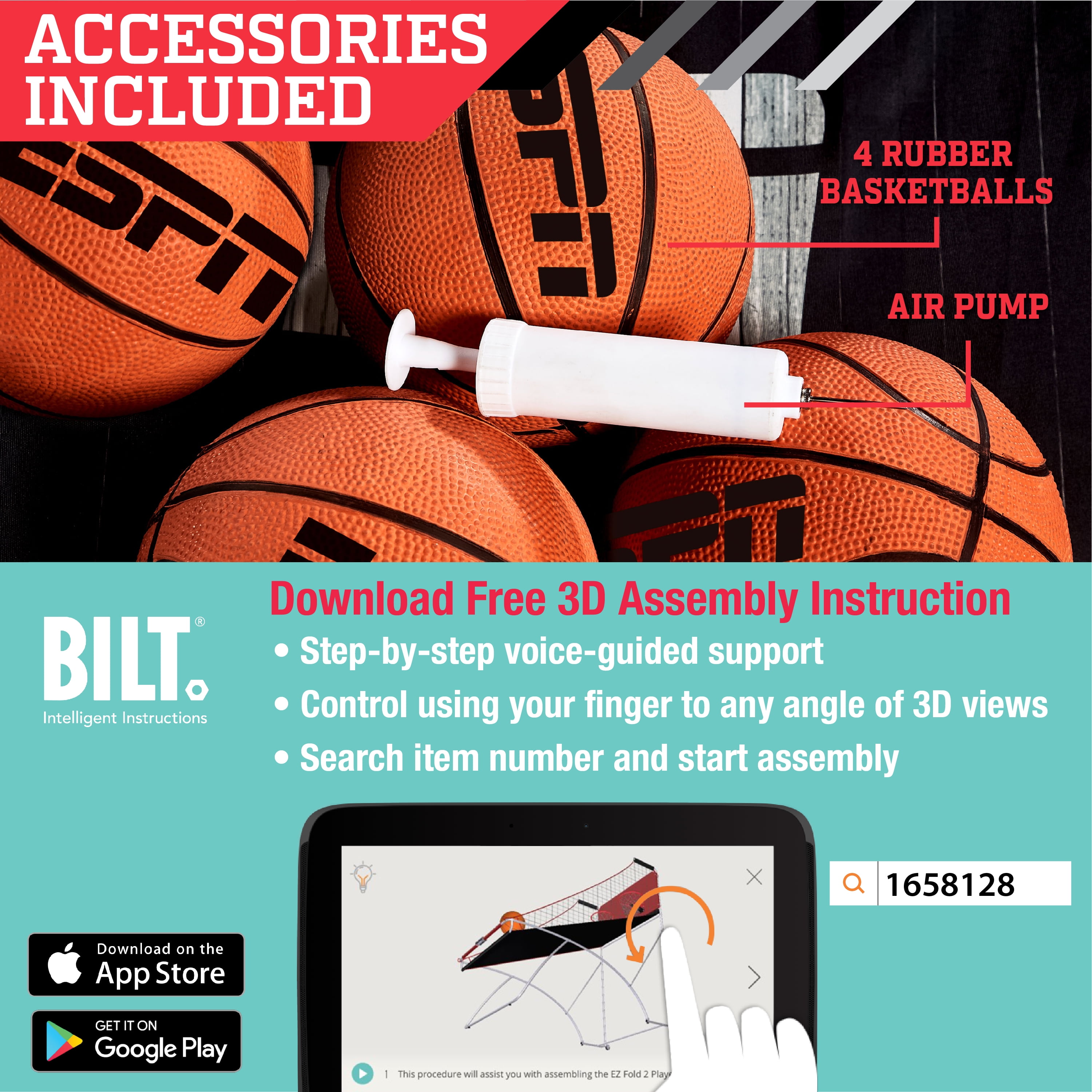 ESPN EZ Fold and EZ to Assemble 2-Player Basketball Game