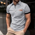 thumbnail image 1 of Camisetas Elvqul para Hombre Casuales Gris Manga Corta Diseño Solapa Botones, 1 of 9