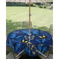 thumbnail image 3 of Outdoor Tablecloth with Umbrella Hole Zipper Blue Butterfly Round Tablecloth 60" Waterproof Outside Table Cloth Farmhouse Modern Nature Animals Art Patio Table Cover Tablecloths for Picnic Party, 3 of 8