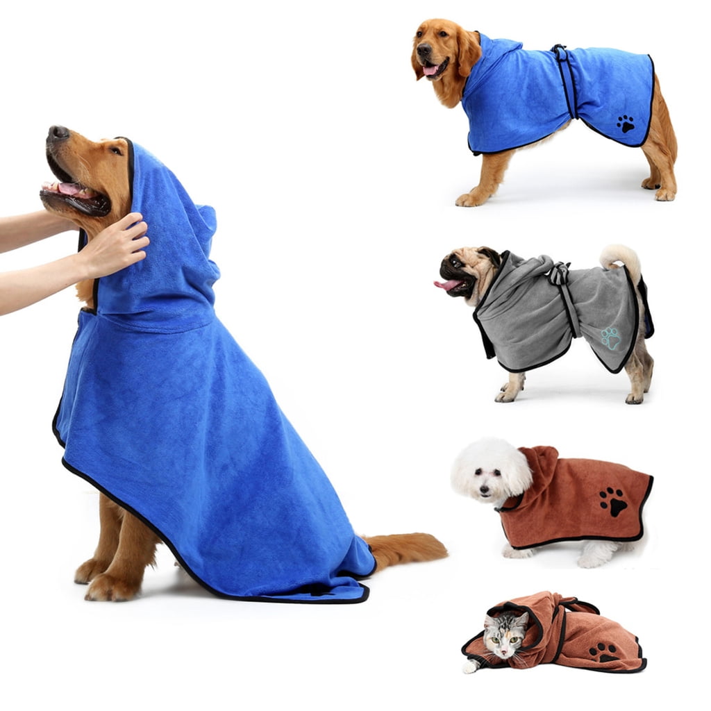 Yammee Quick Dry Bath Towel Soft Bath Robe for Medium Large Dogs Pet Hooded Beach Towel
