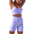 thumbnail image 2 of Women Bras Sports Yoga Bra And Shorts Sports Underwear Wearing Fitness Yoga Clothes Set Comfortable Bras for Women Purple L, 2 of 8