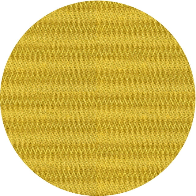 Ahgly Company Tapis Rond Lavable en Machine Intérieur Transitionnel Or Jaune, 4 Pieds Rond