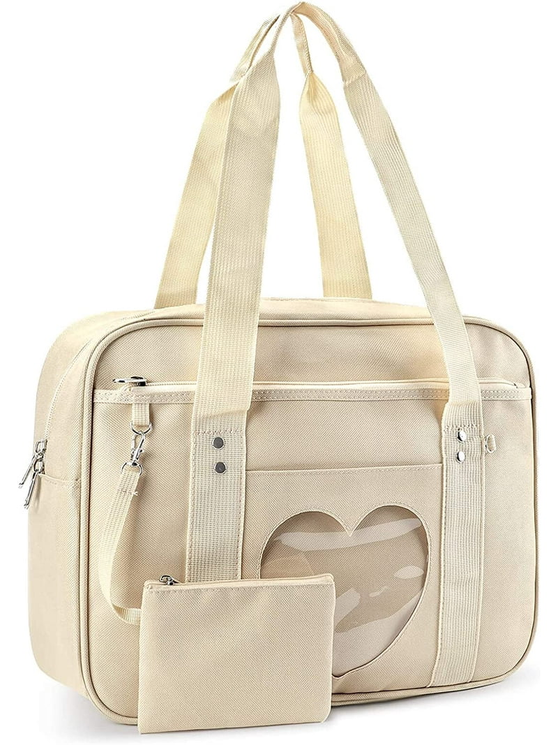 Sac D'école Japonais, Sac à Main Pour Femme, Style Japonais, En Forme De Cœur, Sac à Main D'école, Sac à Bandoulière Kawaii Lolita Cosplay Grand Sac à Main En Toile, Noir , Taille Unique