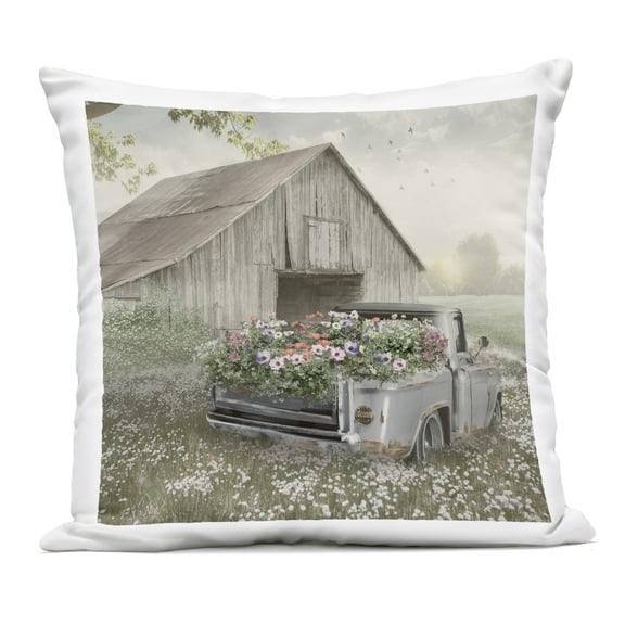 Stupell Industries Gathering Fragrance Flower Truck Outdoor Printed Pillow design by Nan, 18 x 7 x 18