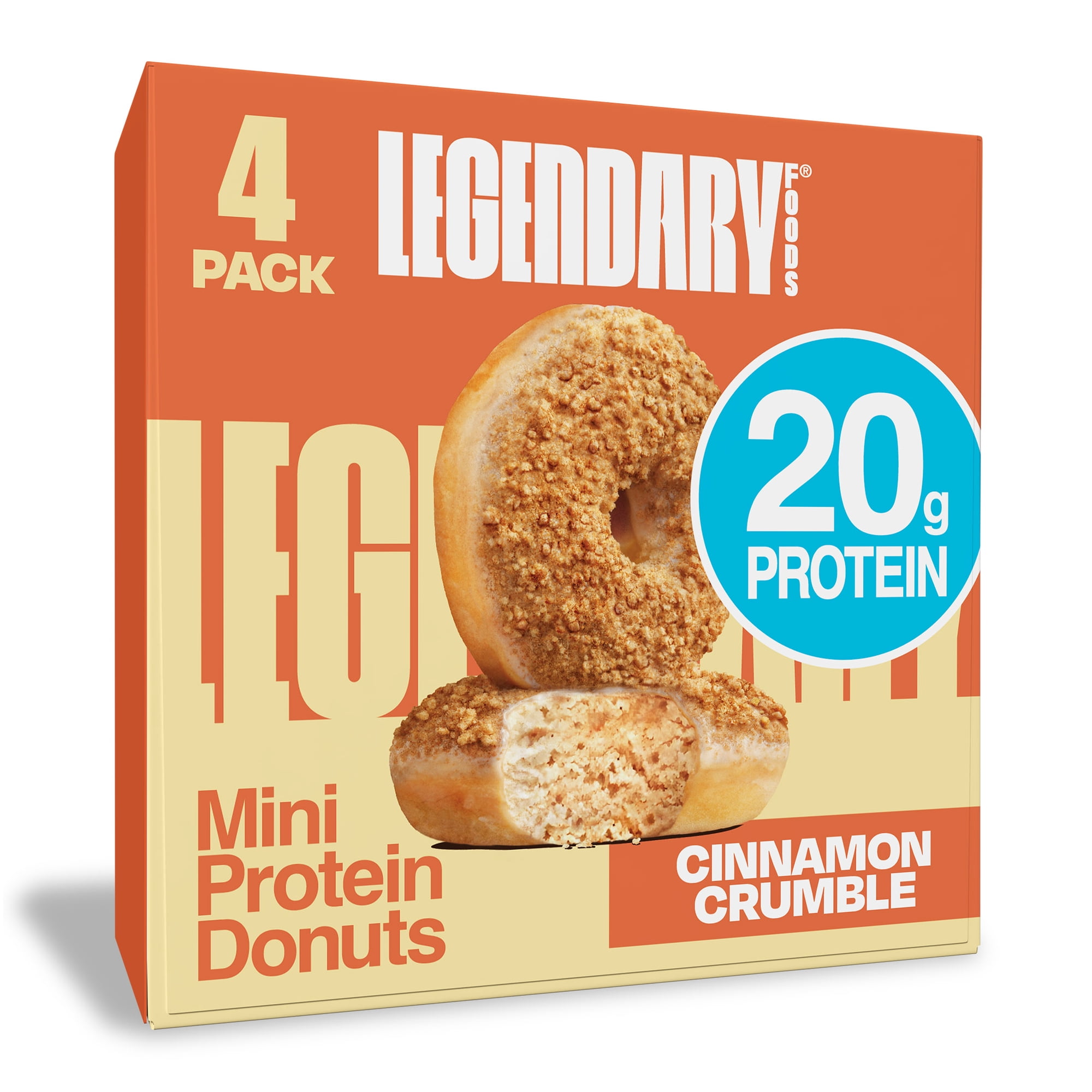Legendary Foods Protein Donuts, Cinnamon Crumble, 20g Protein, 4 Pack, Keto Friendly, Gluten Free