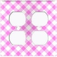 thumbnail image 2 of Metal Light Switch Wall Plate Outlet Cover (Pastel Pink Gingham Picnic Wallpaper - Double Duplex), 2 of 2