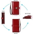 thumbnail image 4 of Portefeuille Femme Grande Capacité Blocage RFID en Cuir Véritable (Rouge), 4 of 4