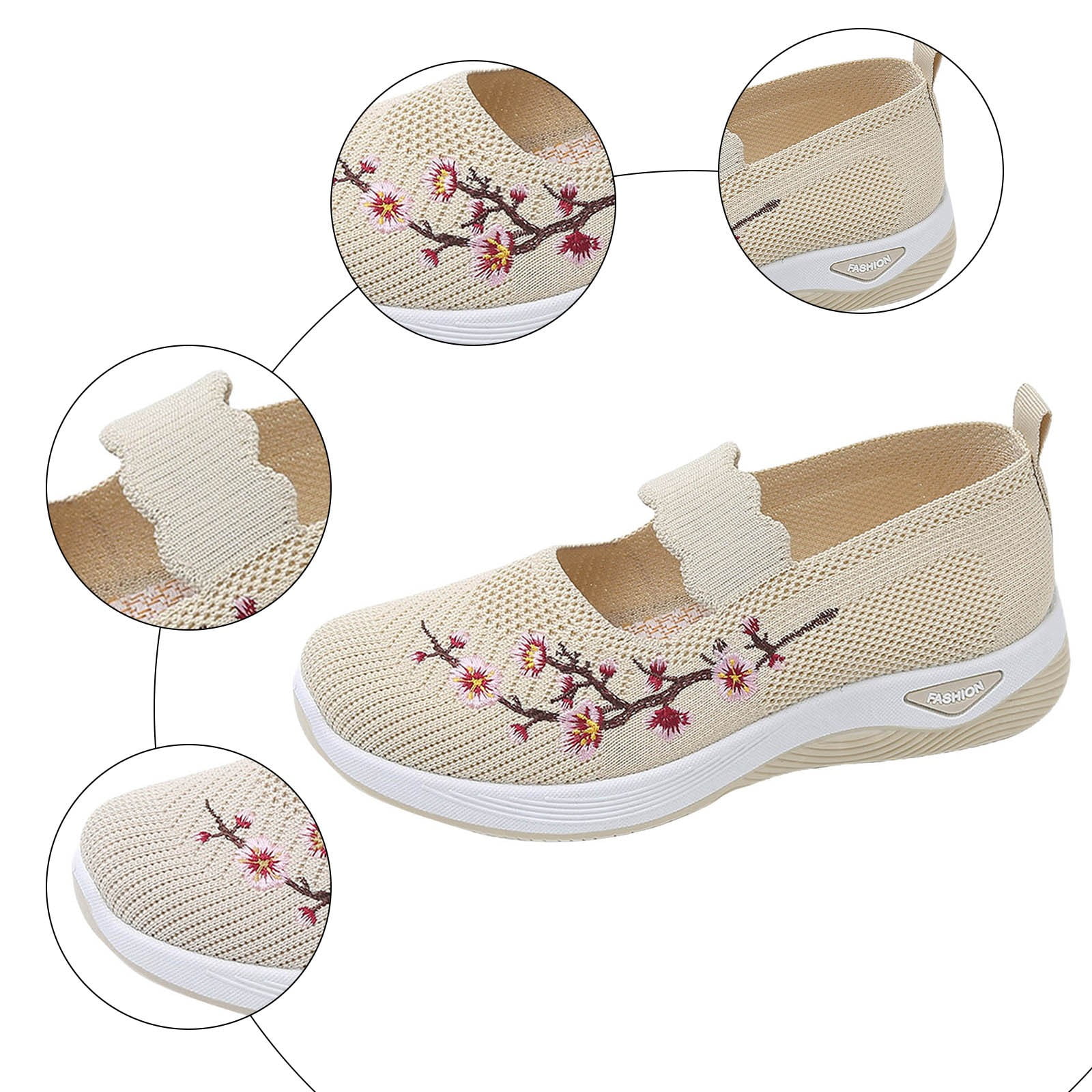 Dakaela Women's Orthopedic Walking Shoes Arch Support Mesh Slip on Sneakers Breathable Mary Jane Diabetic Flats Loafers