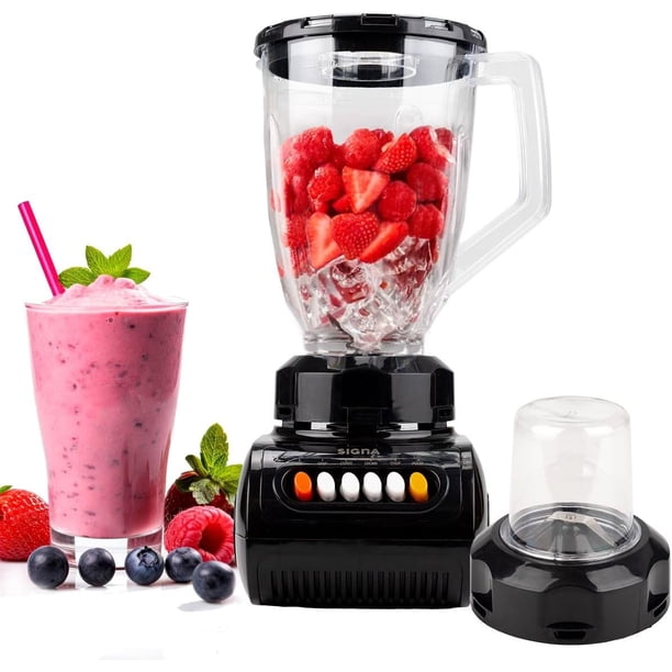 Licuadora Con Vaso Negra De Plastico 2 en 1 Con 4 Velocidades Licuadora Con Control De Botones De 1.5L Triturador De Alimentos Licuadora Clasica con Velocidad Ajustable