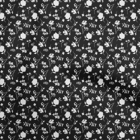 oneOone Polyester Spandex Black Fabric Floral Fabric For Sewing Printed Craft Fabric By The Yard 56 Inch Wide
