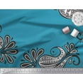 thumbnail image 2 of Soimoi Blue Rayon Fabric Geomertic & Paisley Printed Craft Fabric by the Yard 42 Inch Wide, 2 of 3