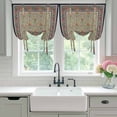 thumbnail image 4 of Boho Floral Tie Up Curtains for Windows, Adjustable Balloon Window Shades, Vintage Flowers Abstract Art Ethic Tribe Kitchen Window Treatments Farmhouse Short Curtains with Rod Pocket 42"x45", 4 of 8