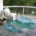 thumbnail image 6 of Addison Rugs Chantille Indoor/Outdoor Transitional Floral Teal Machine Washable Round Rug, 8' x 8', 6 of 7