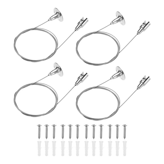 Uxcell 4Pcs Ceiling Sign Hanger, 6.56 ft Stainless Steel Adjustable Wire Cable Picture Hanging
