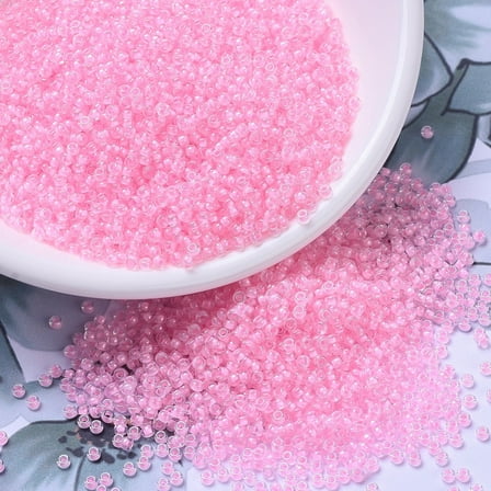 MIYUKI Round Rocailles Beads Japanese Seed Beads 11/0 (RR207) Pink Lined 2x1.3mm Hole: 0.8mm 1111pcs/10g