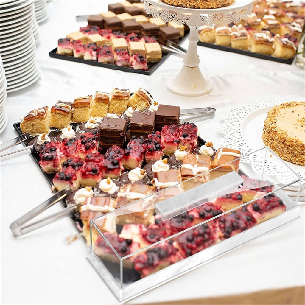 Acrylic Rectangular Cake Display Container Fashion Cake Tray with Cover