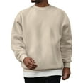 thumbnail image 2 of Zimjoy Khaki Sweatshirt for Men Casual Long Sleeve Mens Crewneck Sweatshirts Fashion Solid Color Pullover Shirts Cotton Blend Thermal Fall Winter Clothes, Khaki L, 2 of 5