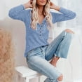 thumbnail image 3 of Diufon Womens Plus Size Sweaters V Neck Button Long Sleeve Blouses Solid Color Pullover Tops, 3 of 6