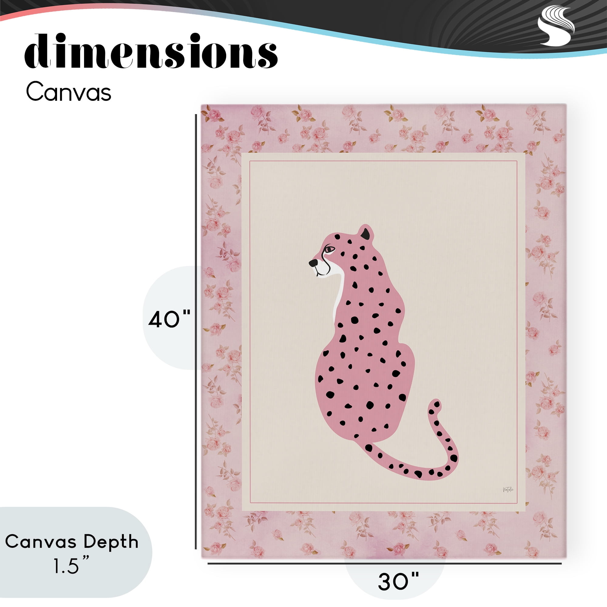 Stupell Industries Pink Sitting Cheetah with Border Canvas Wall Art, design by Natalie Carpentieri