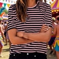 thumbnail image 2 of CONZONE Womens Summer T-Shirts Short Sleeve T Shirts for Women Casual Crew Neck Striped Lightweight Tees Soft Cozy Athletic Tops, 2 of 7