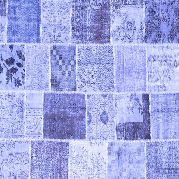 Ahgly Company Indoor Square Patchwork Blue Transitional Area Rugs, 7' Square