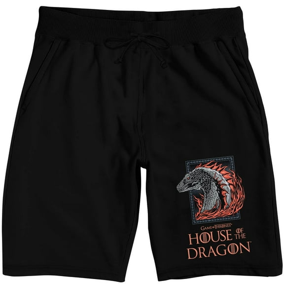 House Of The Dragon Dragon Frame Men's Black Sleep Pajama Shorts-Medium