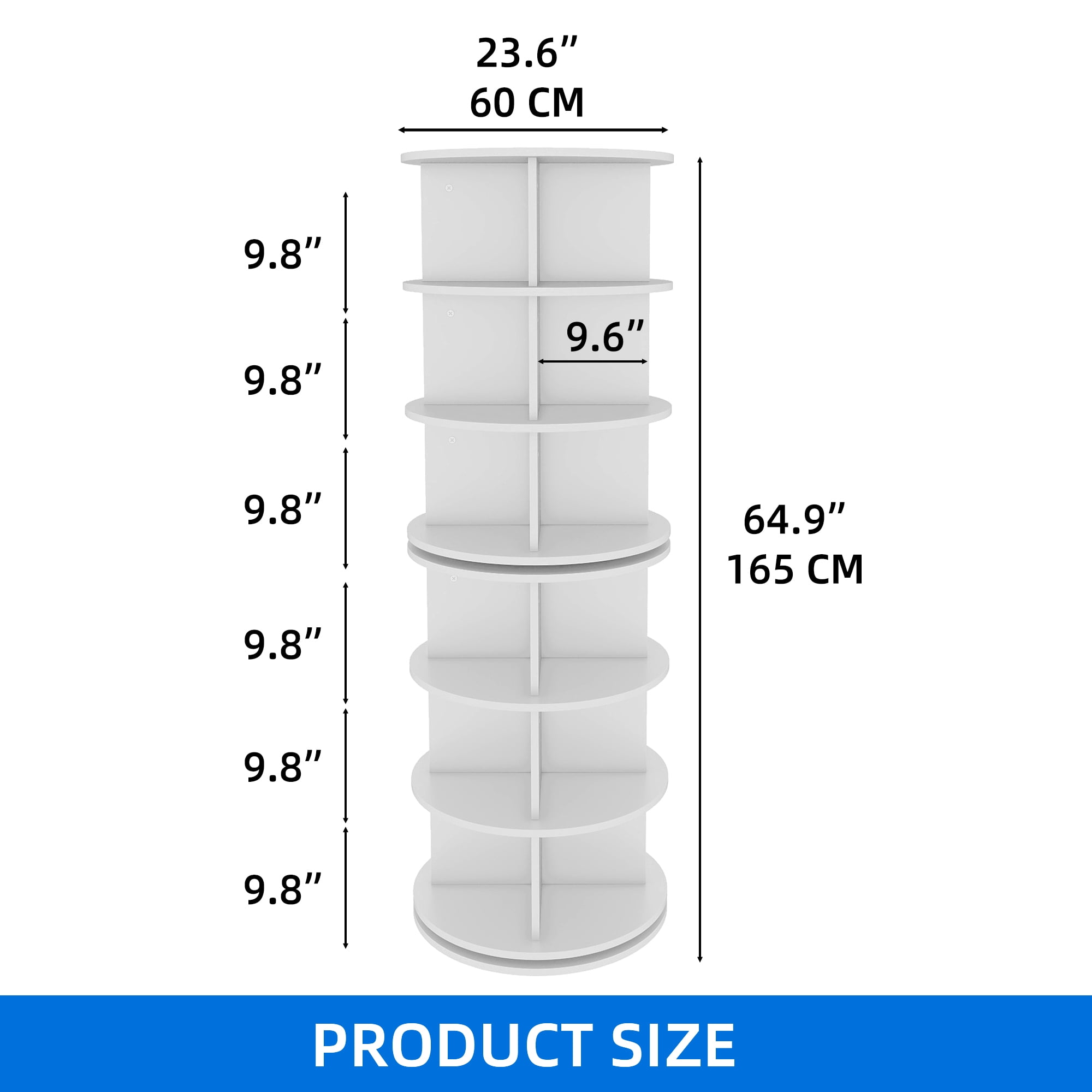 Uforic 6 Tier Rotating Shoe Rack Tower, 360° Spinning Shoe Display Lazy Susan,Vertical Rotate Shoes Closet Organization, White