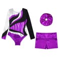 thumbnail image 3 of TiaoBug Leotards for Girls Gymnastics Shorts and Hairband Set Practice Jumpsuit Ballet Unitards Dance Bodysuit Purple 14, 3 of 5